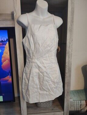 Kourt 100% White Linen Spaghetti Strap Sundress SZ 4 New With Tags